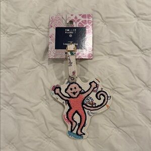 Roller Rabbit NWT - Pink and White Monkey luggage tag